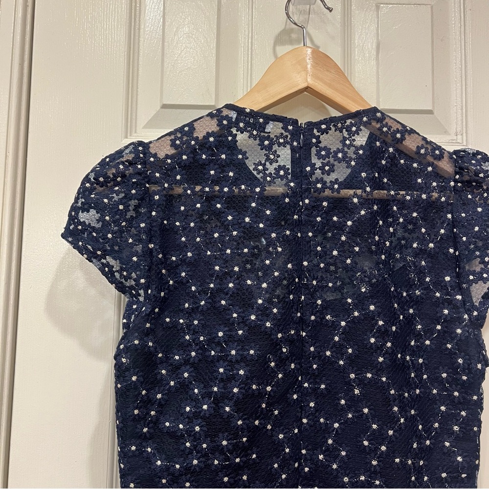 SANDRO Lucianita Dress Navy Lace Mini Dress with Beaded Collar 38 - Picture 11 of 15